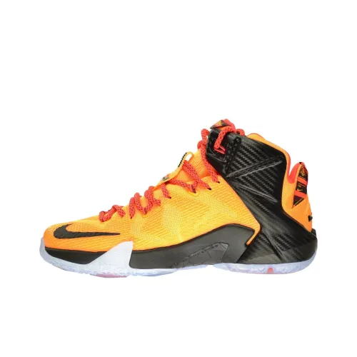 Nike Lebron 12 Basketball Shoes Men Mid-Top Laser Orange/Neon Green/Black