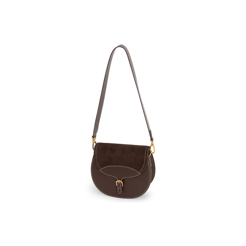 VENOF Cow Leather Saddle Bag, Shoulder Bag Women's Roman Hair/Vanji Coffee-12