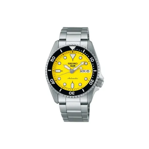 SEIKO Automatic Mechanical Movement Stainless Steel Strap Watch Men's Watches Yellow Watch Dial