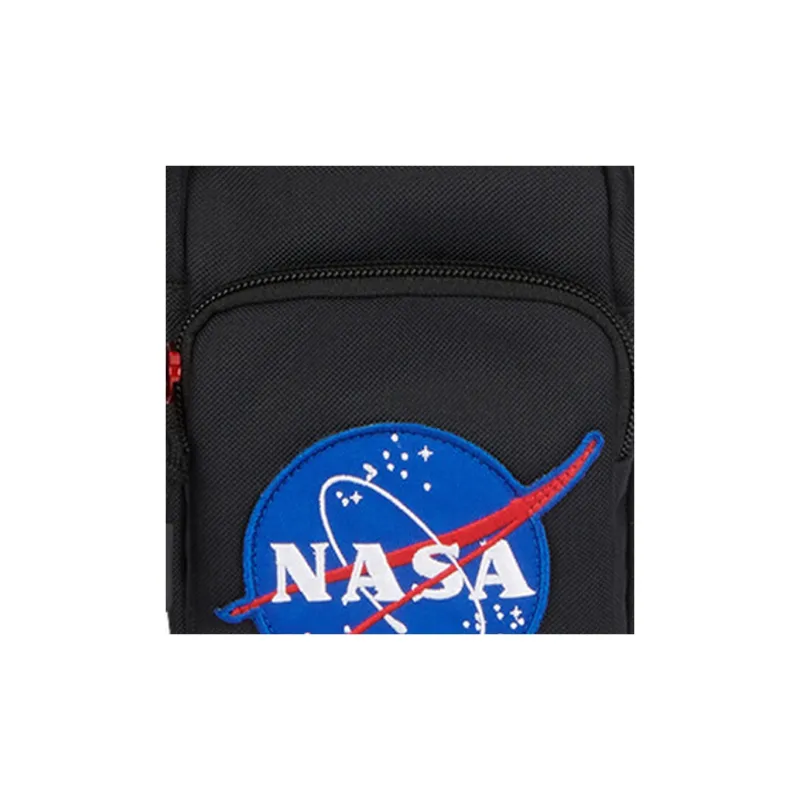 Balenciaga NASA Collaboration Collection Nylon With Embroidery Cell Phone Pouch Shoulder Bag Crossbody Bag Men's Black-4