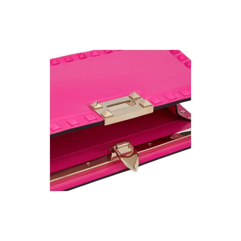 Valentino GARAVANI ROCKSTUD Calfskin Clutch Bag Over The Shoulder Women's Pink-6