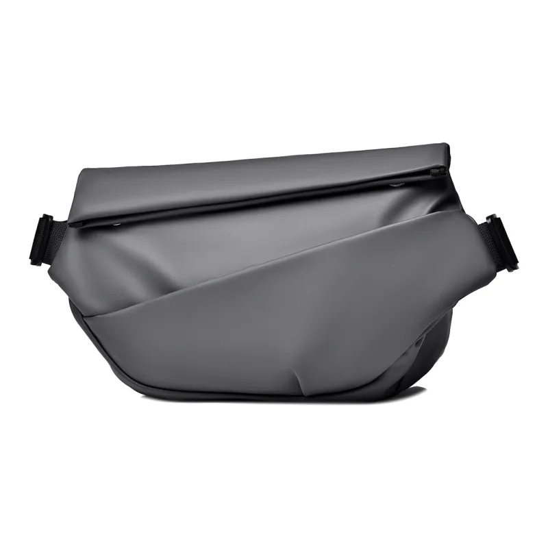 GEERDUN PU Waist Bag Chest Bag Men's Black/Gray-4