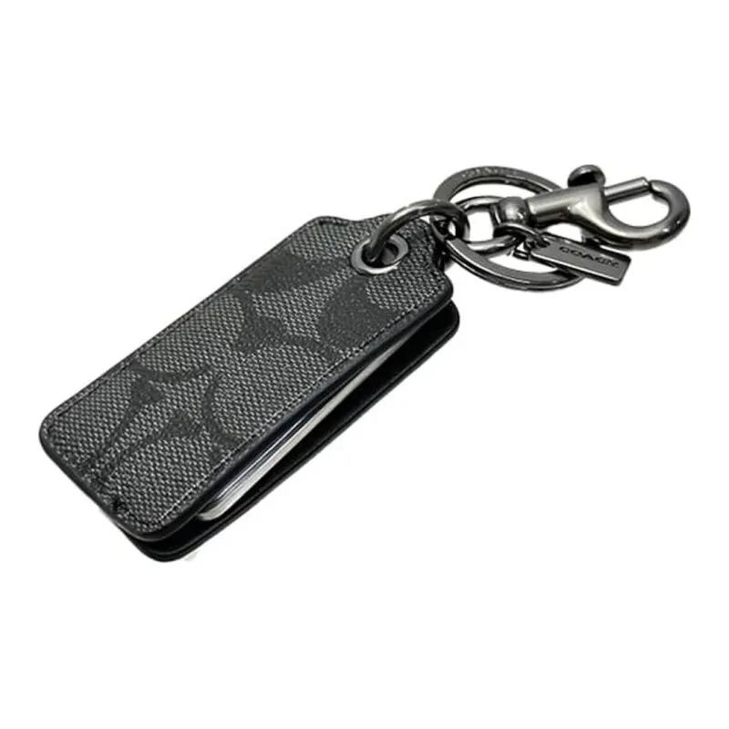 COACH Coated Canvas Key Ring Snap Buckle Bag Merch Women's Black-1