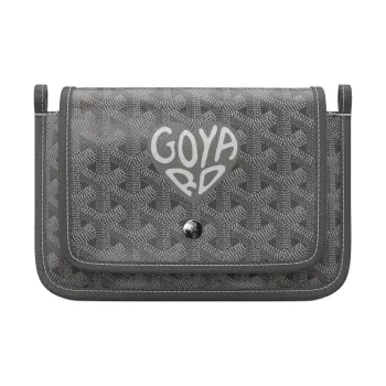 GOYARD Plumet Canvas With Leather Envelope Bag Crossbody Bag Shoulder Bag Unisex Gray Patchwork Gray Small Heart