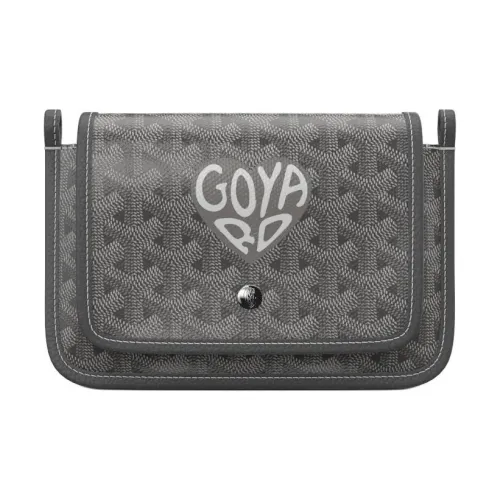 GOYARD Plumet Canvas With Leather Envelope Bag Crossbody Bag Shoulder Bag Unisex Gray Patchwork Gray Small Heart