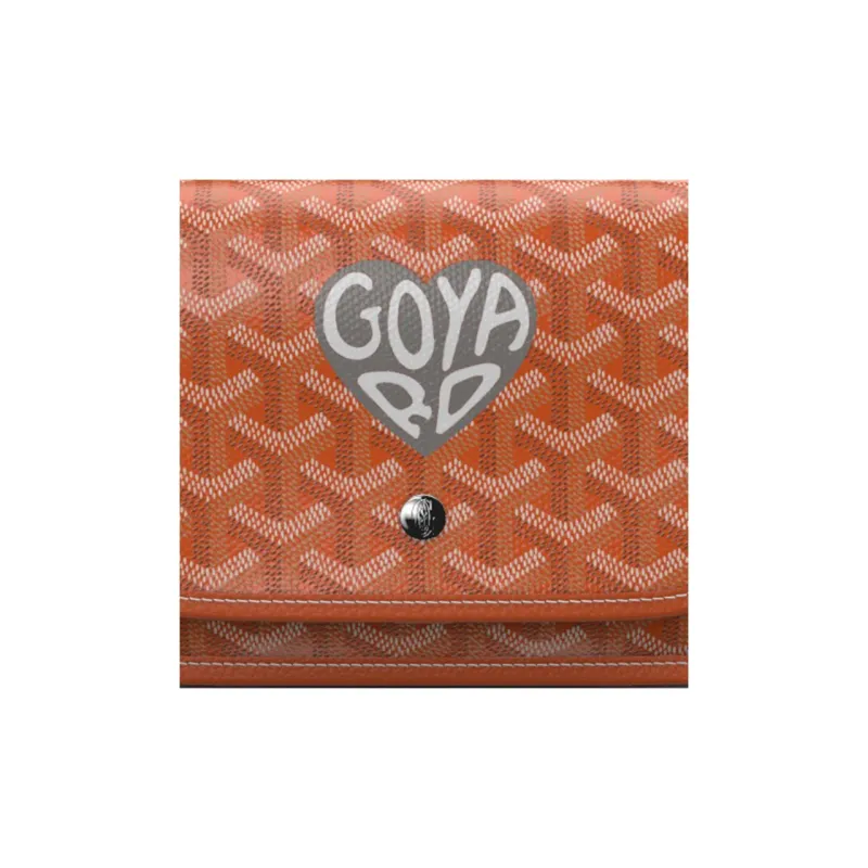 GOYARD Plumet Canvas With Leather Envelope Bag Crossbody Bag Shoulder Bag Unisex Orange & Gray Small Heart-5
