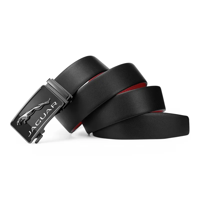 JAGUAR Zodiac Year Red Belt Business Casual Automatic Buckle Leather Belts Men's Width  3.5cm-1