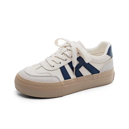 DD&OO Skateboard Shoes Women's Low-Top Beige/Blue