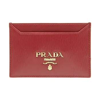 PRADA Calfskin Card Holder Women's Red