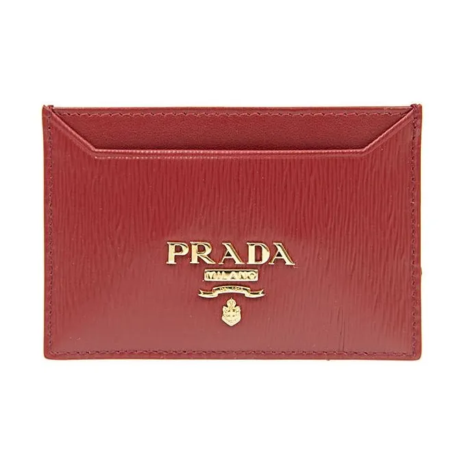 PRADA Calfskin Card Holder Women's Red-0