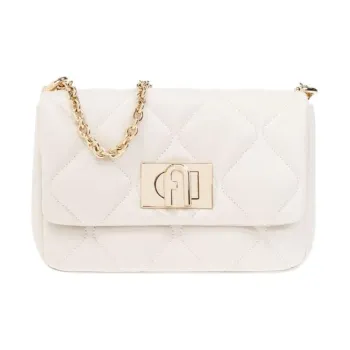 Furla 1927 Collection Quilted Nappa Leather Crossbody Bag Shoulder Bag Mini Women's White