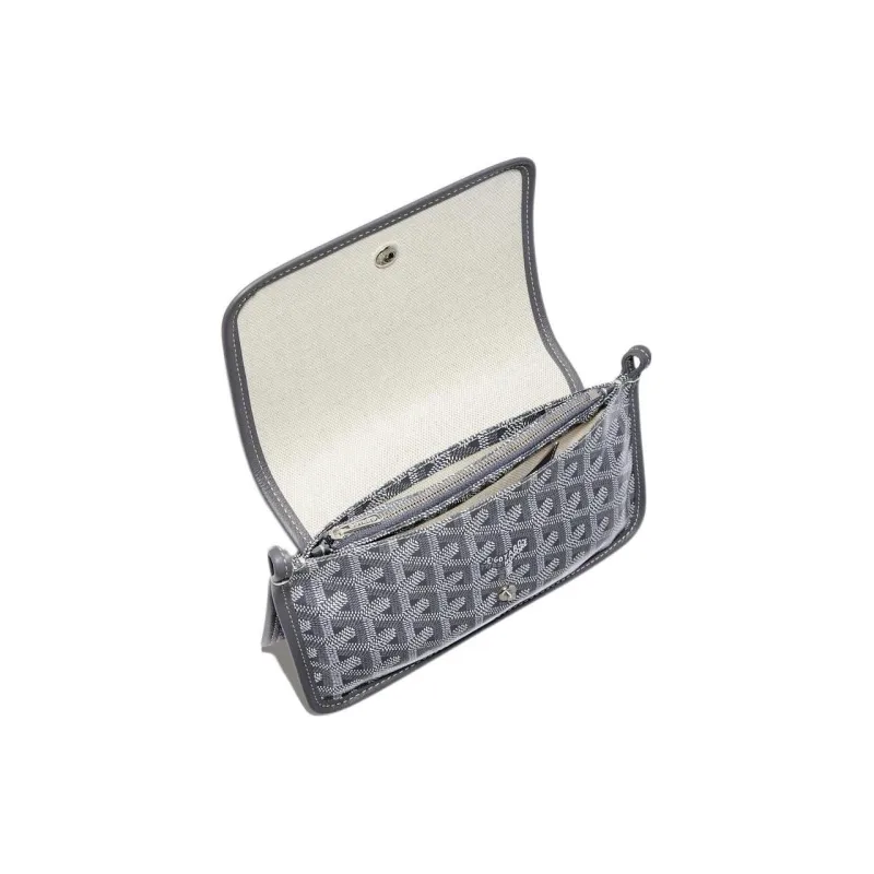 GOYARD Plumet Canvas With Leather Envelope Bag Crossbody Bag Shoulder Bag Unisex Gray With Yellow Small Heart Design-4