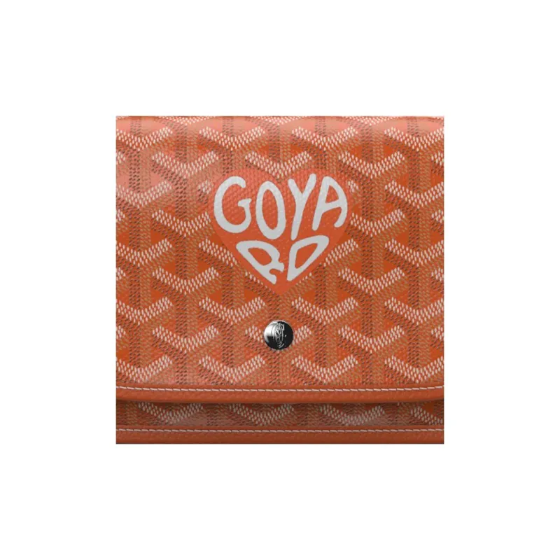 GOYARD Plumet Canvas With Leather Envelope Bag Crossbody Bag Shoulder Bag Unisex Orange Multicolor Small Heart-5