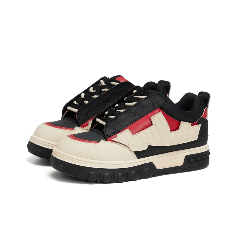 XINYINSU Height Increasing Wear-Resistant Breathable Slip-Resistant Low-Top Puffy Skateboard Shoes Unisex Flame Red-3