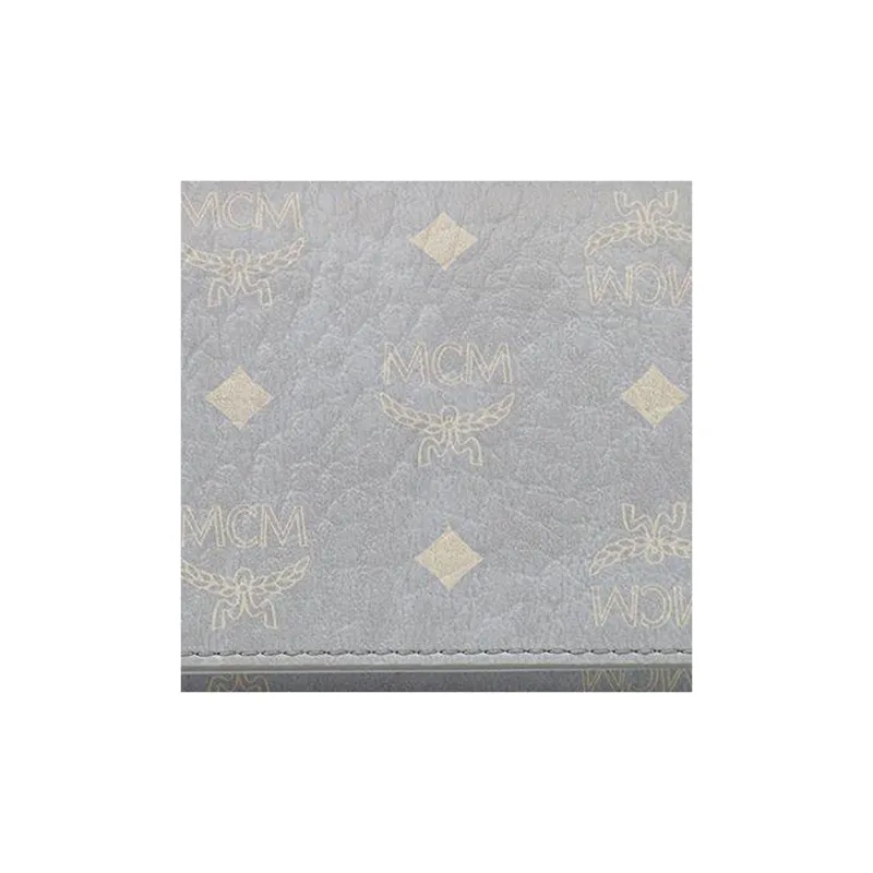 MCM Coated Canvas With Leather Card Holder, Wallet Mini Women's Gray-3
