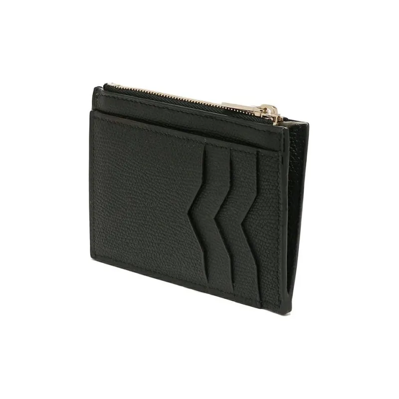 Valextra Leather Card Holder, Coin Purse Men's Black-1