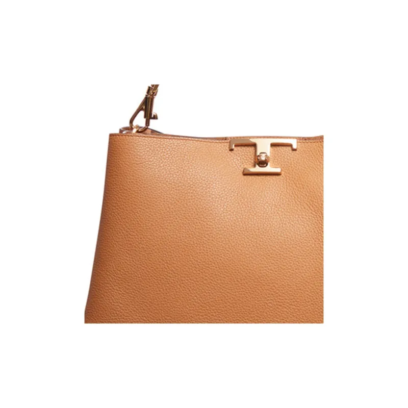 TOD'S Timeless Calfskin Handbag, Shoulder Bag Medium Size Women's Brown-3