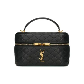 SAINT LAURENT GABYVanity Sheepskin One Shoulder Crossbody Clutches Mini Women's Black