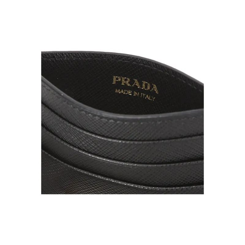 PRADA Cow Leather Card Holder Card Holder Unisex Black-4