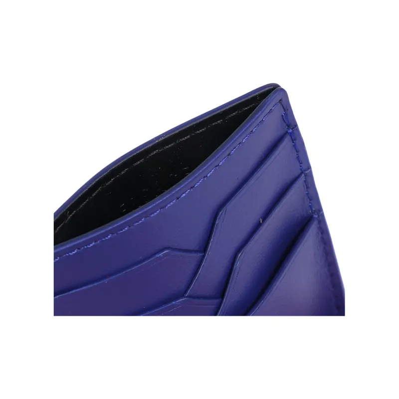 VERSACE Leather Card Holder Card Holder Men's Blue White-4