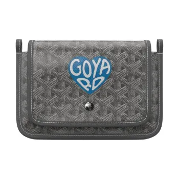 GOYARD Canvas With Leather Envelope Bag Crossbody Bag Shoulder Bag Unisex Gray With Sky Blue Small Heart