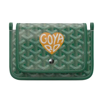 GOYARD Plumet Canvas With Leather Envelope Bag Crossbody Bag Shoulder Bag Unisex Green Stitch Yellow Small Heart