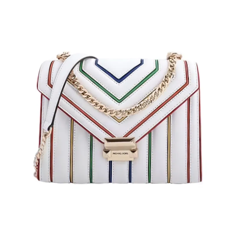 MICHAEL KORS Whitney Leather Chain Bag Small Square Bag Shoulder Bag Crossbody Bag Women's White-0