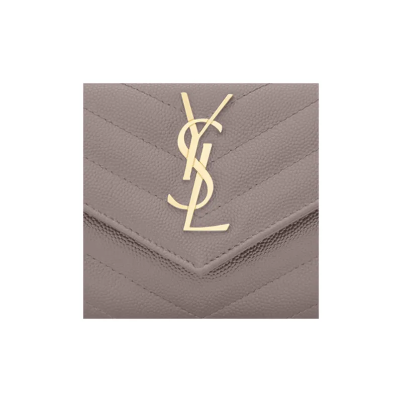 SAINT LAURENT CASSANDRE Cow Leather Envelope Bag Wallet Trumpets Women's Gray-4