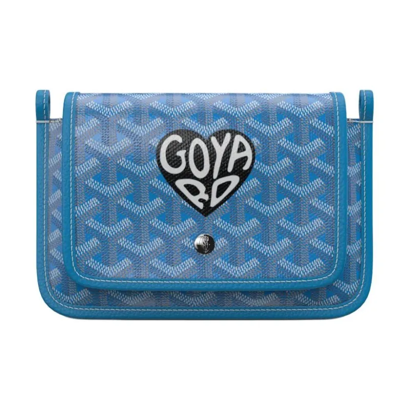GOYARD Plumet Canvas With Leather Envelope Bag Crossbody Bag Shoulder Bag Unisex Blue/Black With Heart Design-0