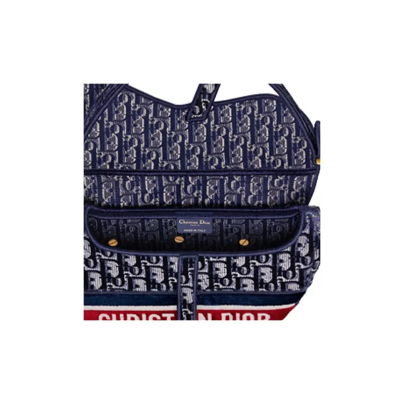 DIOR Saddle Velvet Saddle Bags One Shoulder Handbags Women's Blue-5