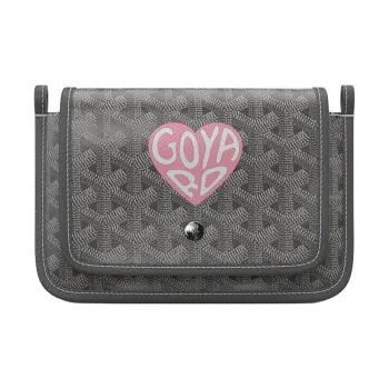 GOYARD Plumet Canvas With Leather Envelope Bag Crossbody Bag Shoulder Bag Unisex Gray/Soft Pink Heart