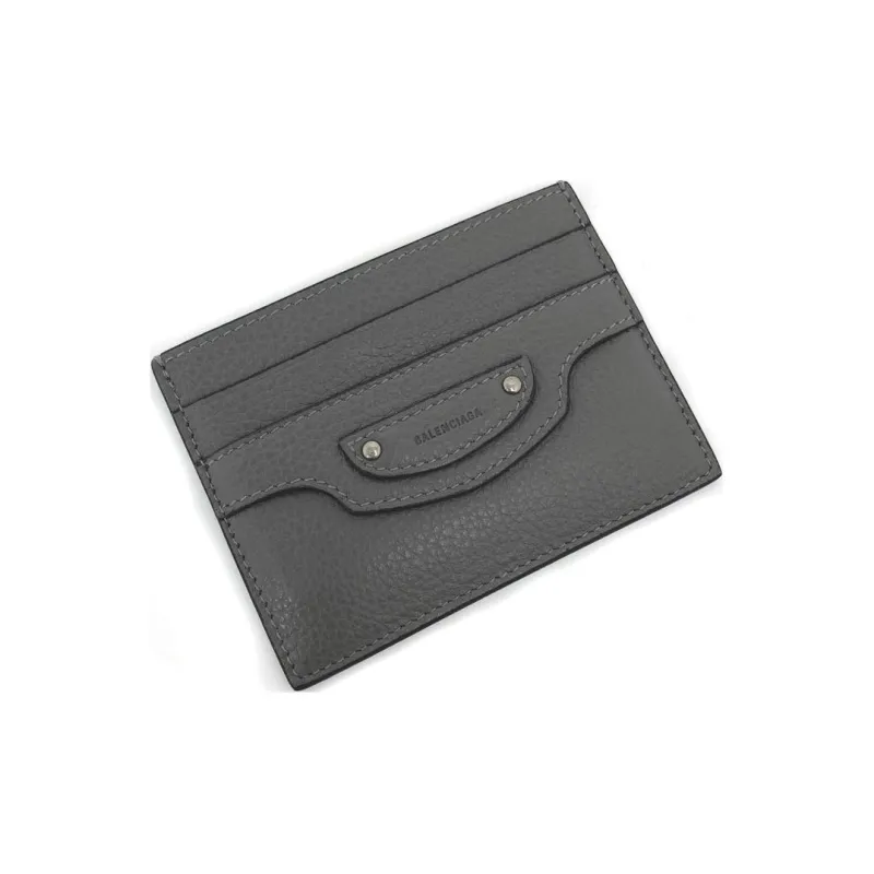 Balenciaga Grained Calfskin Card Holder Mini Unisex Gray-1