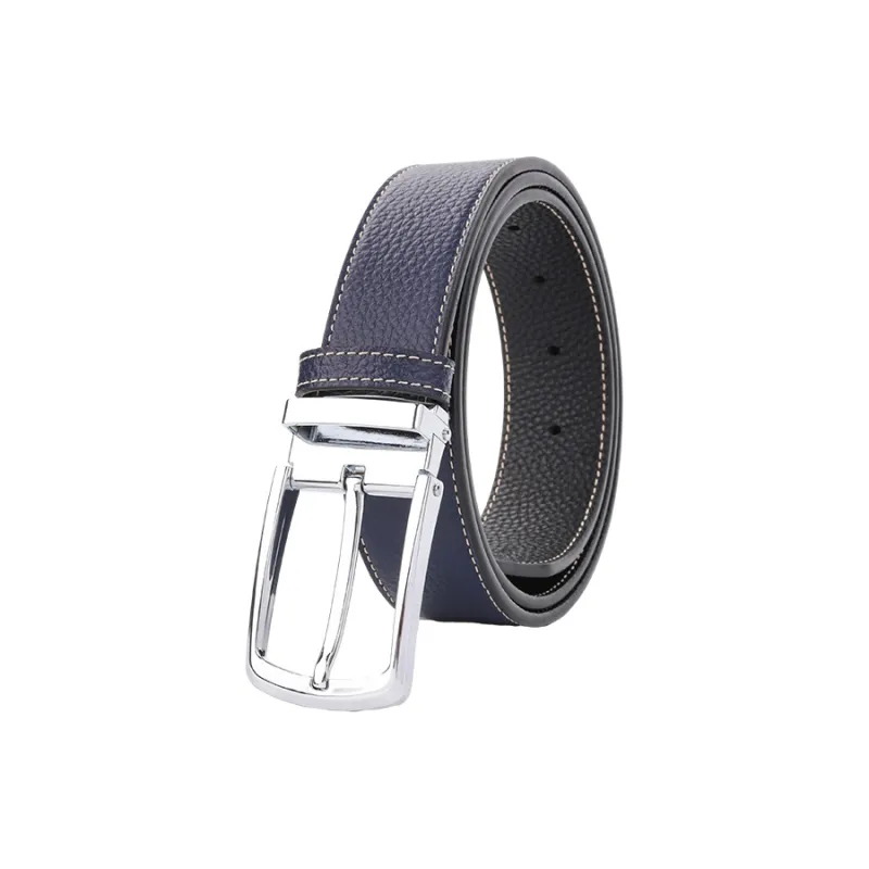 NINE NAIL 9 Section Double Sided Trendy Versatile Pin Buckle Cow Leather Genuine Leather Men's Belt Men's Width  3.5cm-9