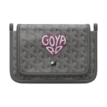 GOYARD Canvas With Leather Envelope Bag Crossbody Bag Shoulder Bag Unisex Gray & Burgundy Small Heart