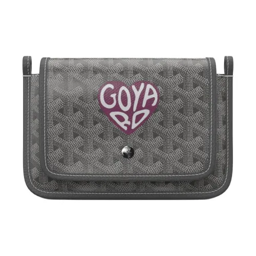 GOYARD Canvas With Leather Envelope Bag Crossbody Bag Shoulder Bag Unisex Gray & Burgundy Small Heart