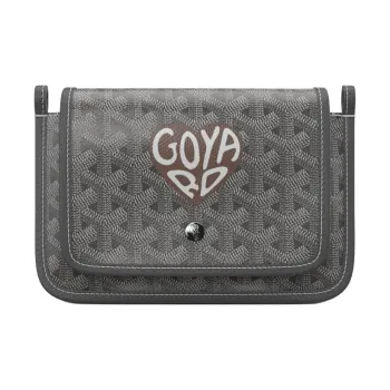 GOYARD Plumet Canvas With Leather Envelope Bag, Crossbody Bag, Shoulder Bag Unisex Gray & Chestnut Small Heart