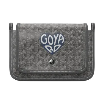 GOYARD Canvas With Leather Envelope Bag Crossbody Bag Shoulder Bag Unisex Gray With Dark Blue Heart Design