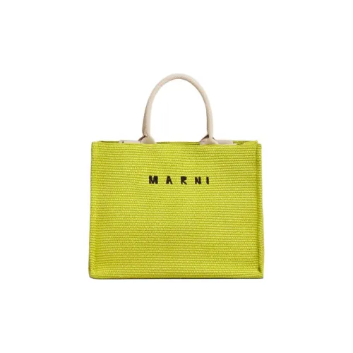 MARNI Cotton With Polyamide Nylon One Shoulder Handbags Medium Size Men's Lime With Natural Accents