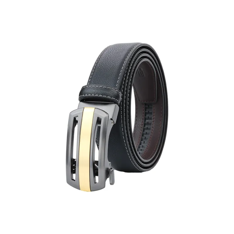 NINE NAIL 9 Section Minimalist Classic Automatic Buckle Cow Leather Genuine Leather Men's Belt Men's Width  3.5cm-3