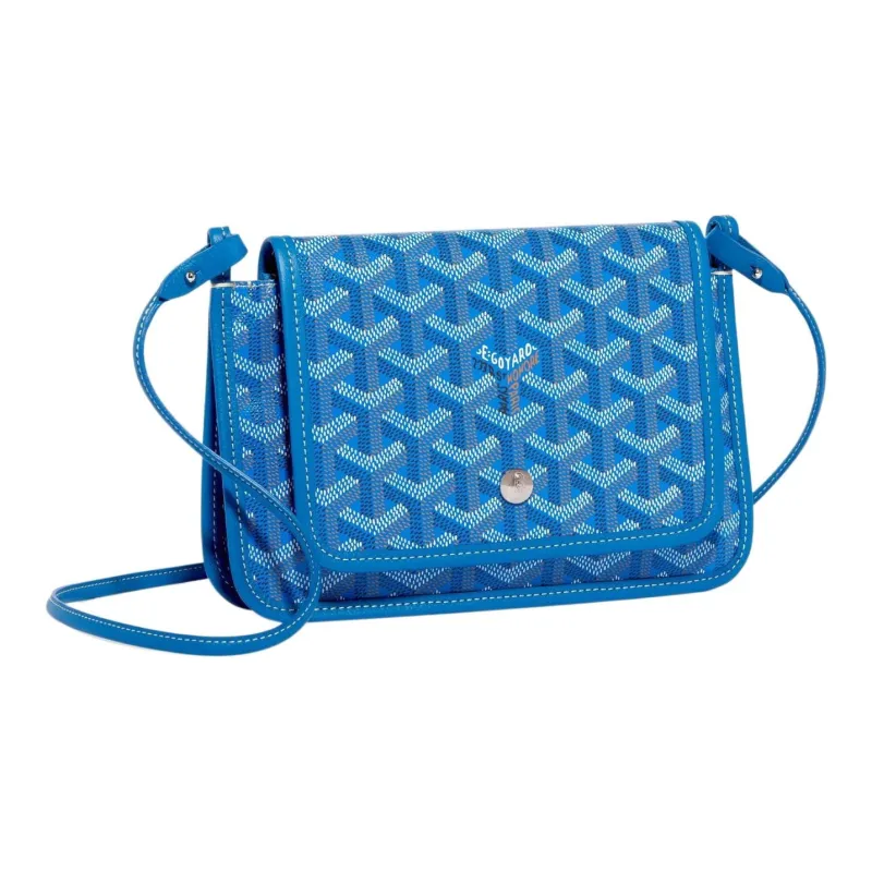 GOYARD Plumet Canvas With Leather Envelope Bag Crossbody Bag Shoulder Bag Unisex Blue With Gray Small Heart-1