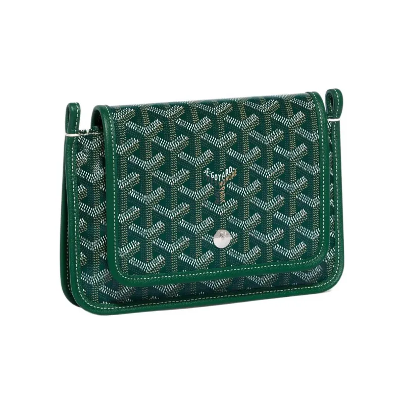 GOYARD Plumet Canvas With Leather Envelope Bag Crossbody Bag Shoulder Bag Small Size Unisex Green And Gray Small Heart-2