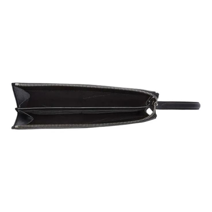 FERRAGAMO GANCINI Leather Clutch Unisex Black-3