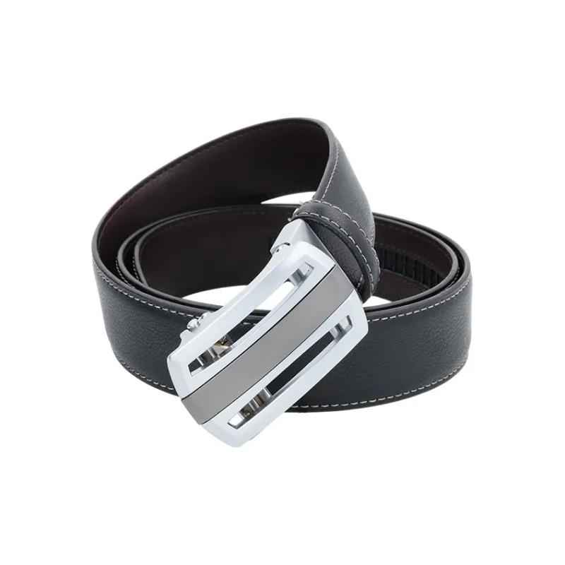NINE NAIL 9 Section Minimalist Classic Automatic Buckle Cow Leather Genuine Leather Men's Belt Men's Width  3.5cm-10
