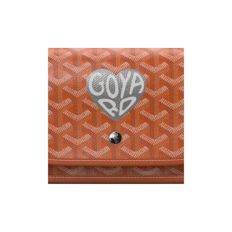 GOYARD Plumet Canvas With Leather Envelope Bag Crossbody Bag Shoulder Bag Unisex Orange Multicolor Silver Small Heart-5