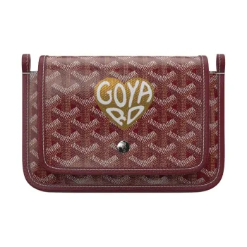 GOYARD Canvas With Leather Envelope Bag Crossbody Bag Shoulder Bag Unisex Burgundy & Gold Small Heart