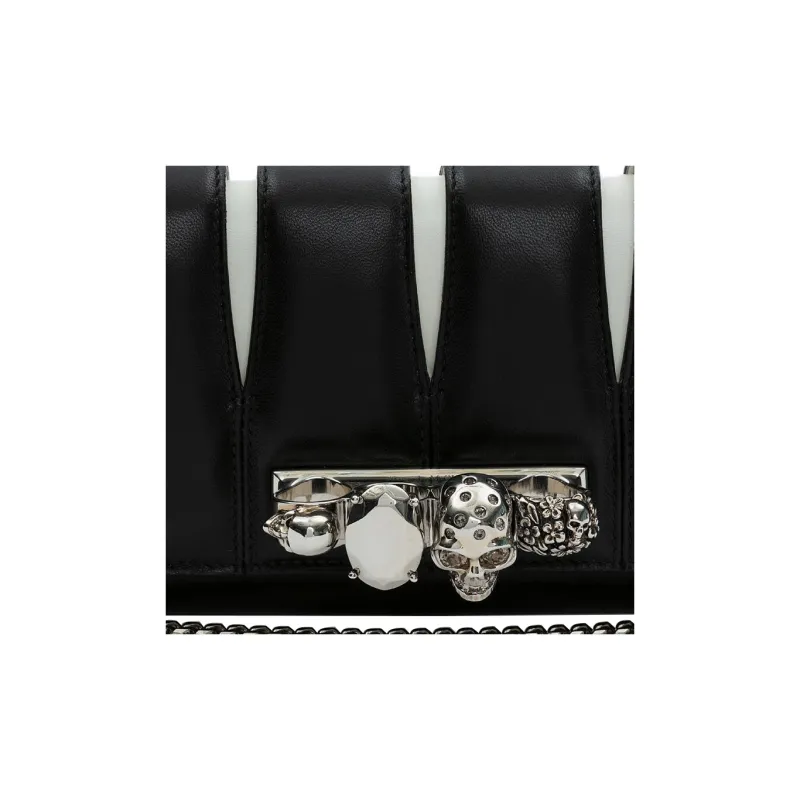Alexander McQueen With Cow Leather And Sheepskin One Shoulder Crossbody Clutch Women's Black/Ivory-4