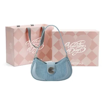 Simedin Denim Shoulder Bag Small Size Women's Blue