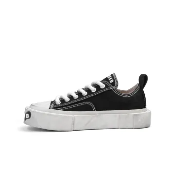 CROOKED CARD Low-Top Canvas Shoes Unisex Black