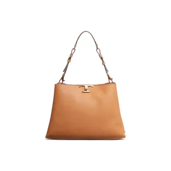 TOD'S Timeless Calfskin Handbag, Shoulder Bag Medium Size Women's Brown