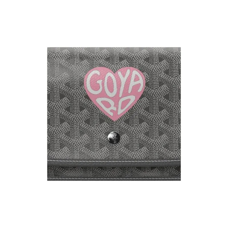 GOYARD Plumet Canvas With Leather Envelope Bag Crossbody Bag Shoulder Bag Unisex Gray/Soft Pink Heart-5